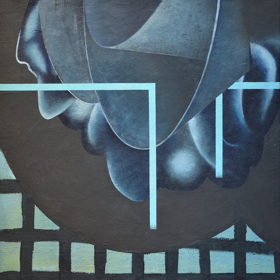 Przemysław Pokrywka, Nieprawdopodobne relacje świadków, 80 x 80 cm, olej na płycie, 2023