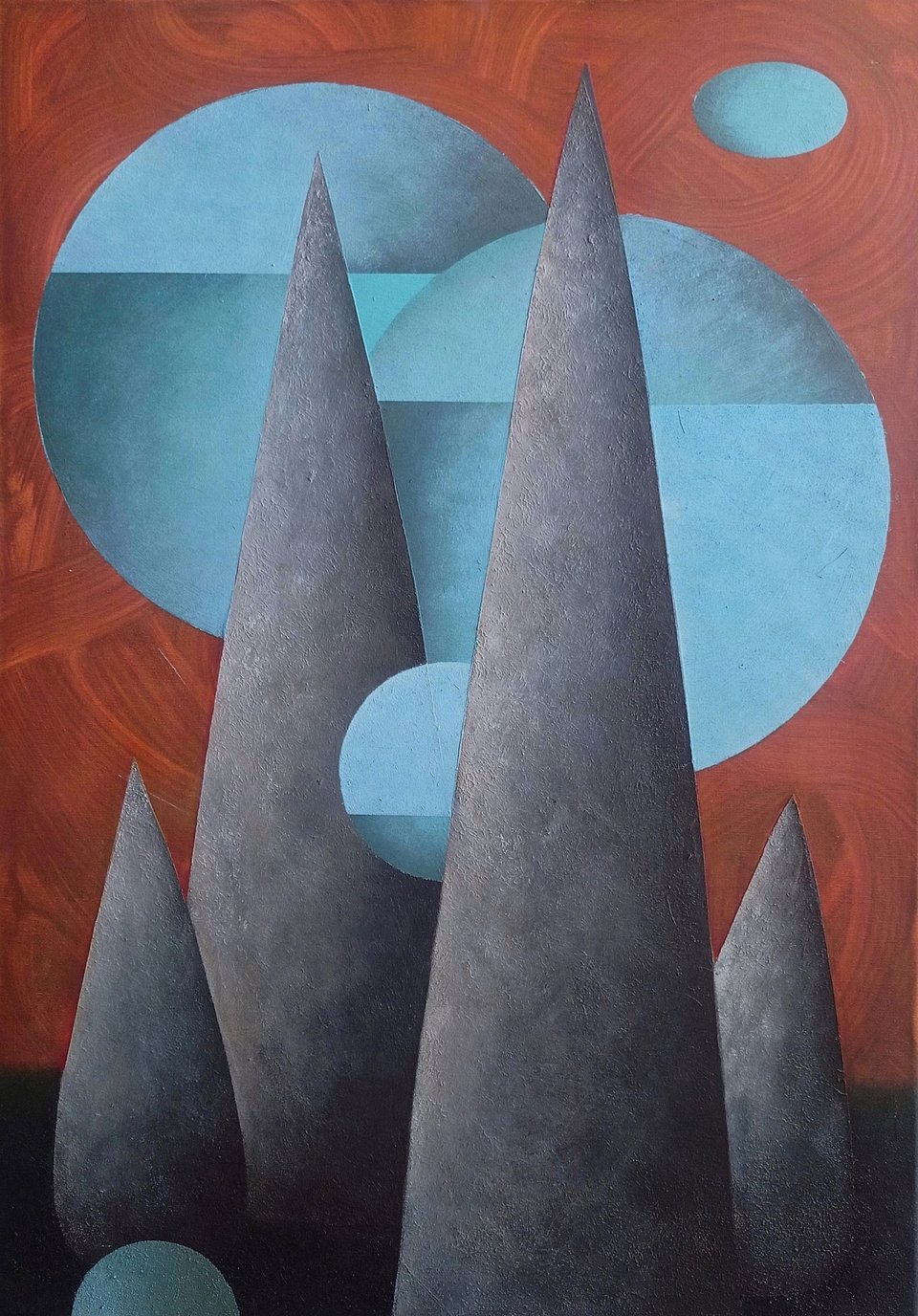 Przemysław Pokrywka, Menhiry, 100 x 70 cm, olej na płótnie, 2026