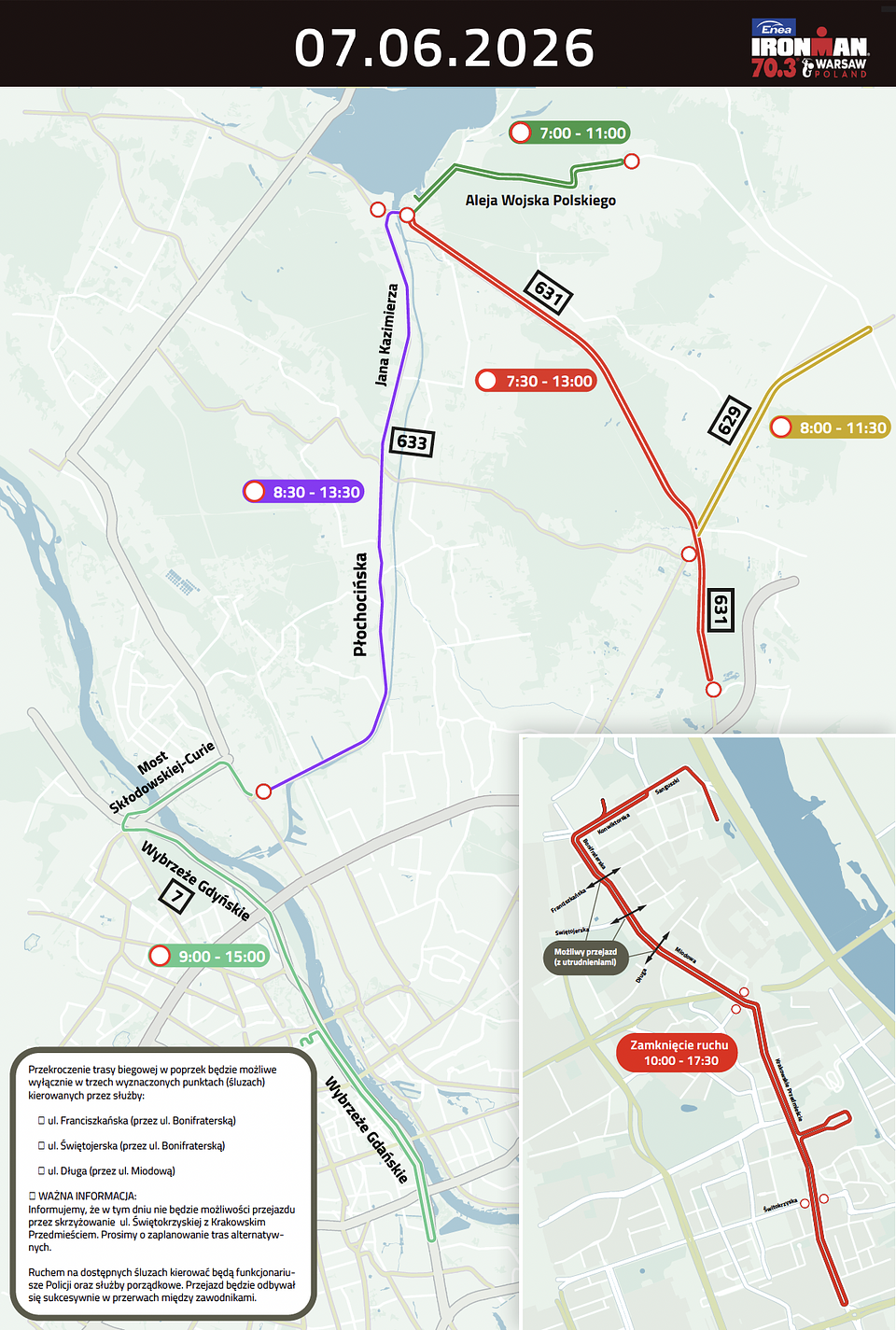 Mapa ograniczeń w ruchu w niedzielę 7.06.