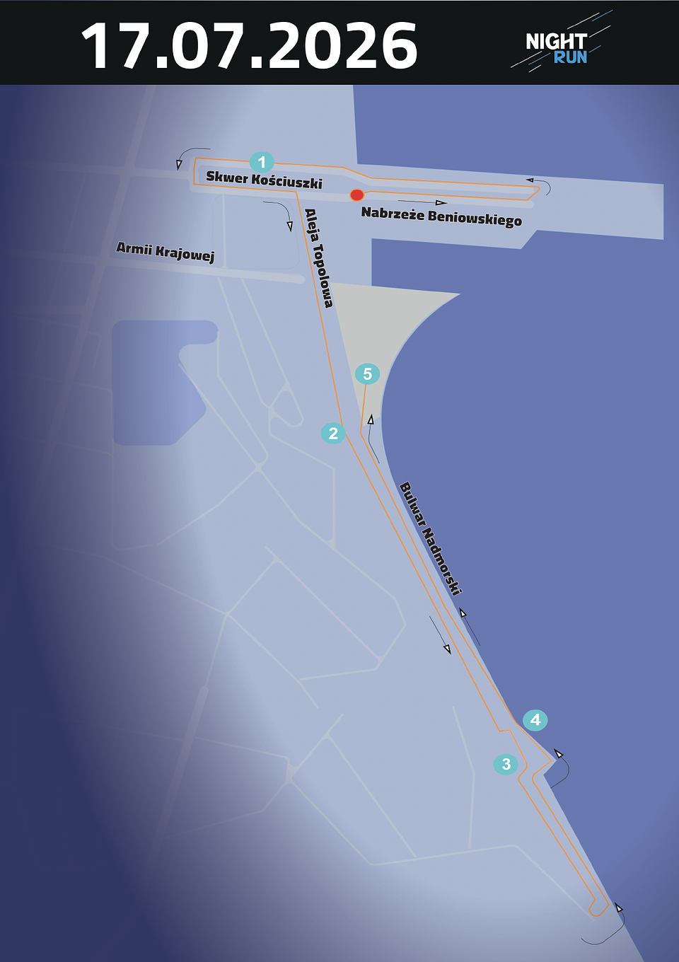 Trasa Night Run Gdynia 2026