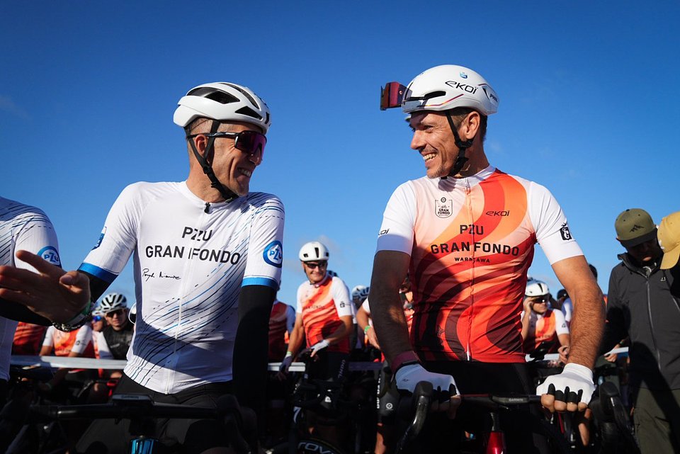 Przemysław Niemiec i Philippe Gilbert na starcie PZU Gran Fondo Warszawa / Fot.: Tomasz Markowski / Sport Evolution