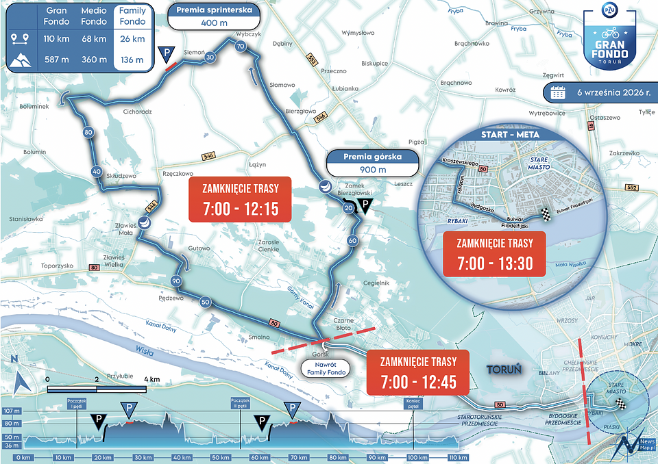 Utrudnienia na trasach PZU Gran Fondo Toruń