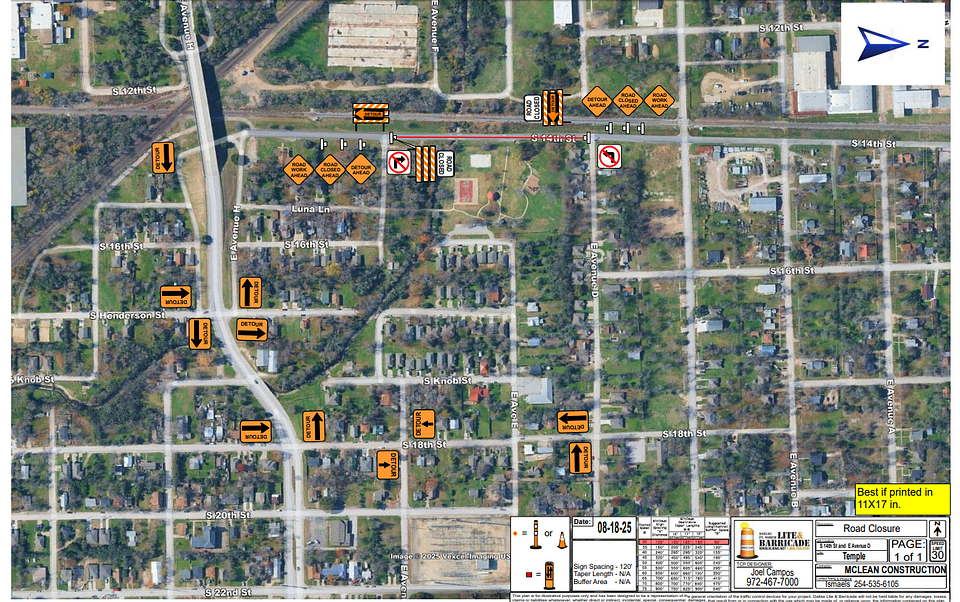 Closure Map: S 14th St will be closed to all traffic between E Ave F and E Ave E