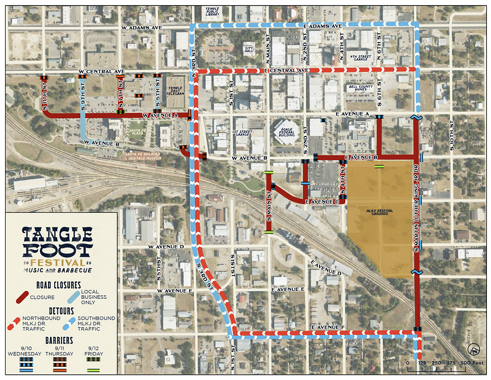 Various road closures will be in place from September 9 through September 15