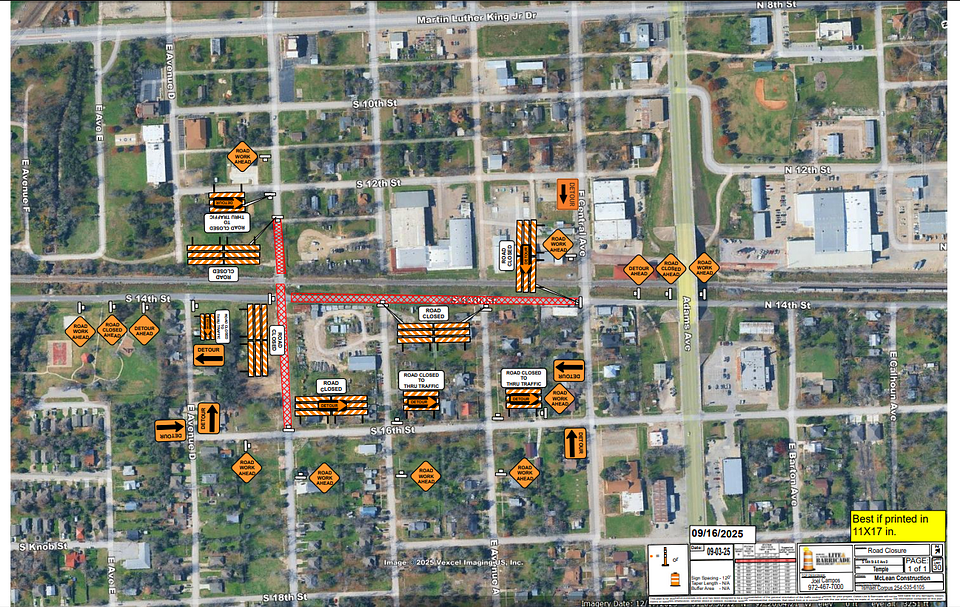 Detour Map: Temporary detours will be in place on South 14th Street