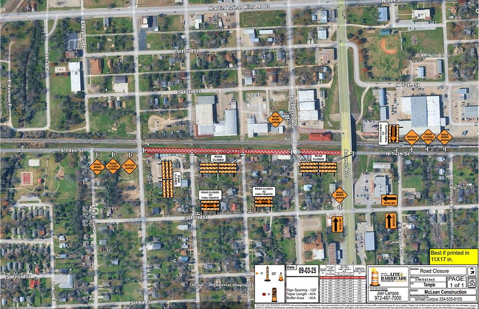 Detour Map: Temporary detours will be in place on South 14th Street