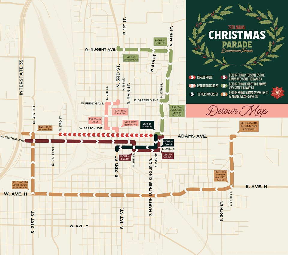 All roads will reopen immediately after the parade. Detours will be implemented, and access will be maintained for nearby residents and businesses. Drivers are encouraged to use caution and follow posted traffic control signage.