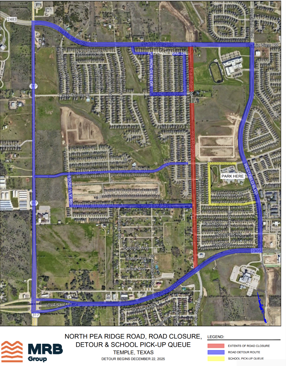 Closure Map: A temporary closure on North Pea Ridge Road will begin January 19