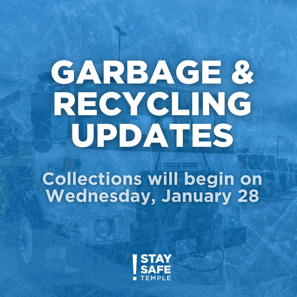 Garbage & Recycling Updates: Collections will begin on Wednesday, January 28