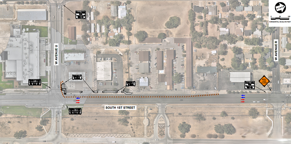 Closure Map: Portions of 1st St and Ave U will be temporarily closed beginning February 16