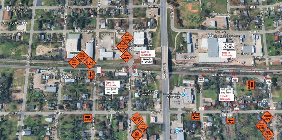 Detour Map: Portions of N 14th St will be closed beginning March 9