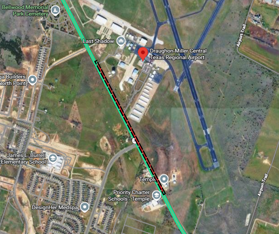 Closure Map: The outer lane along a portion of Airport Rd will be temporarily closed beginning March 23