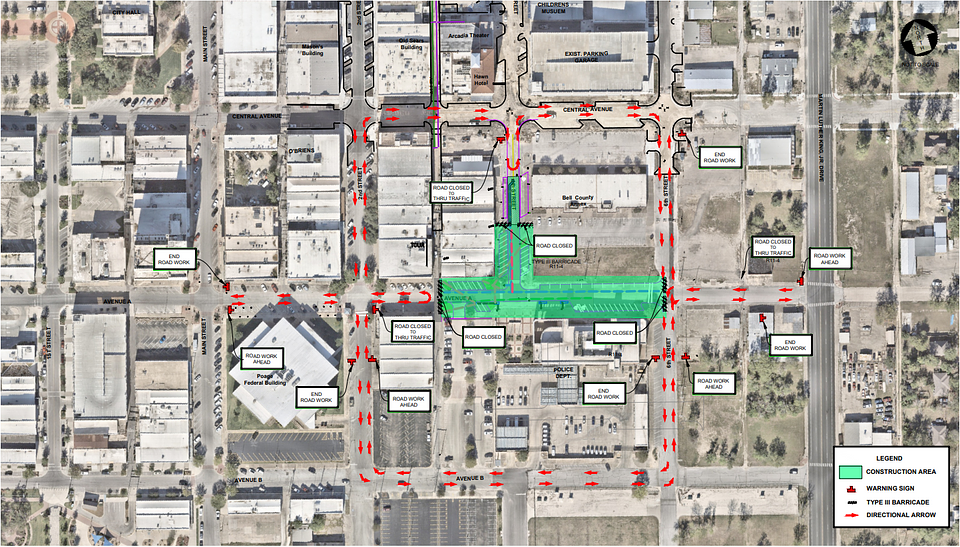 Closure Map: A road closure on Ave A and 4th St will be in place beginning May 12

