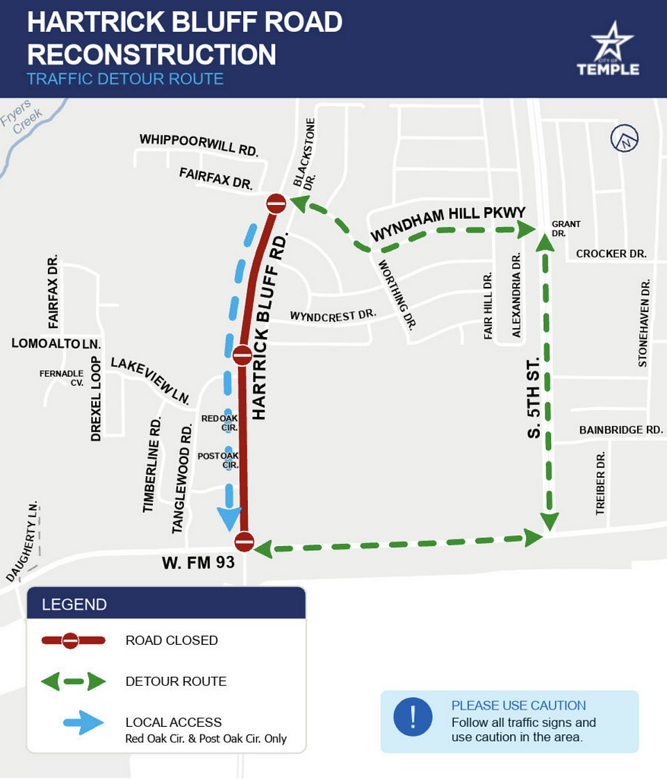 Hartrick Bluff Road Reconstruction Traffic Detour Route
