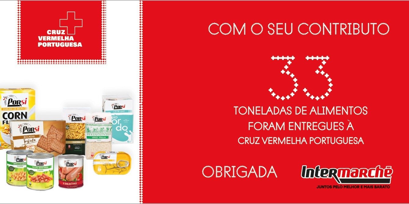Intermarché angariou mais de 33 toneladas de alimentos para a Cruz Vermelha Portuguesa