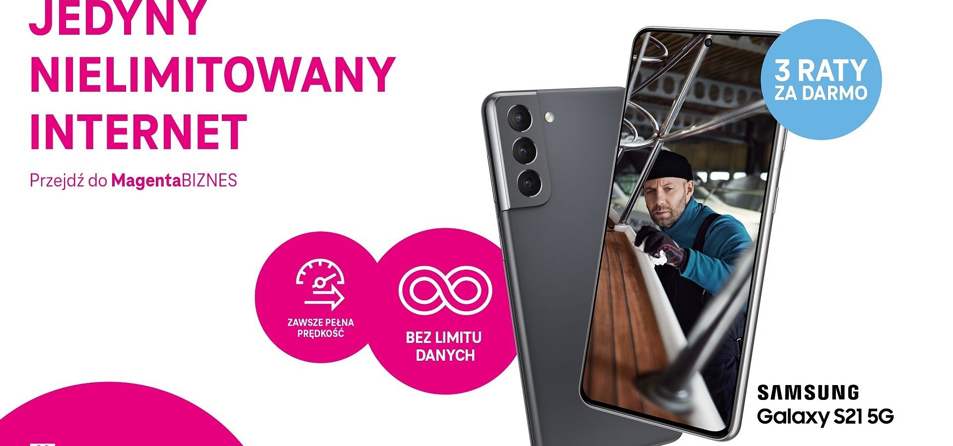 Samsung Galaxy S21 5G z trzema bezpłatnymi ratami w ofercie MagentaBIZNES
