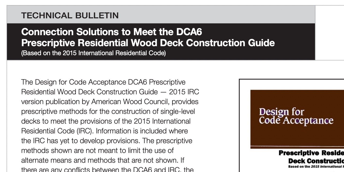 Simpson Strong-Tie Tech Bulletin Details Solutions Meeting the DCA 6 Prescriptive Residential Wood Deck Construction Guide