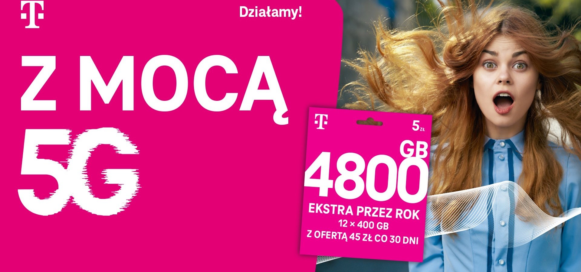 Rozpocznij tę jesień z mocą 5G. Wybierz T-Mobile na kartę i zgarnij nawet 4800 GB ekstra przez rok