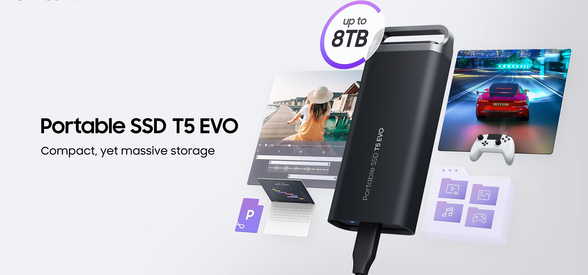 Samsung разкрива нов преносим SSD диск T5 EVO с 8 TB капацитет и компактен дизайн
