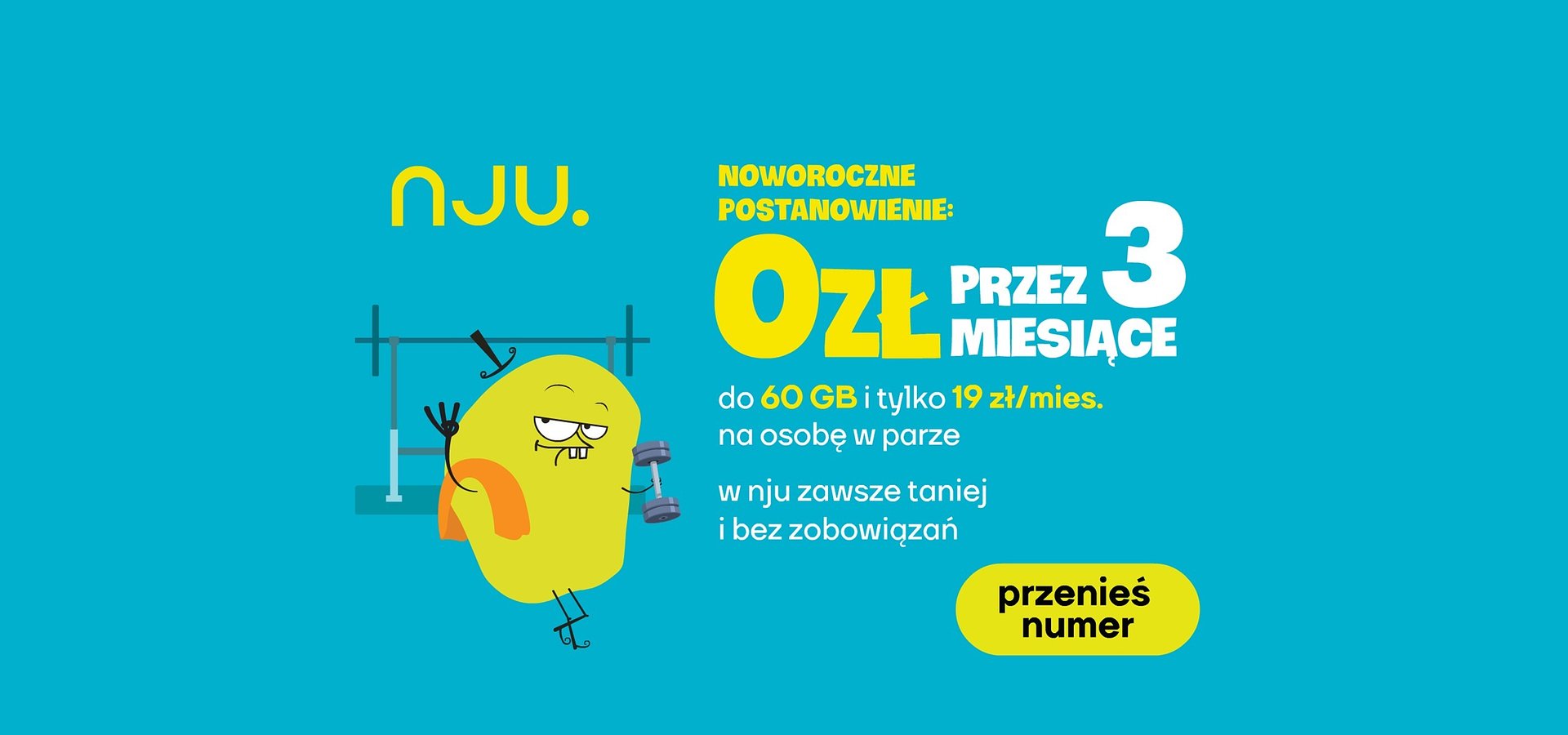 Nju Mobile z noworoczną ofertą planu komórkowego. Za kampanię mediową odpowiadają Value Media i Salestube