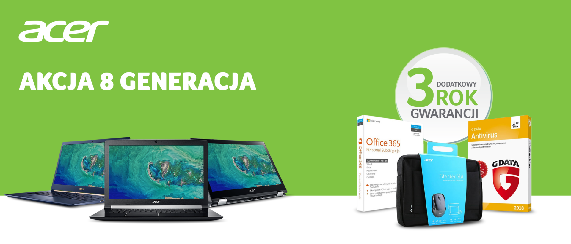 Acer stawia na laptopy z procesorami Intel Core 8. generacji i dodaje wyjątkowy pakiet