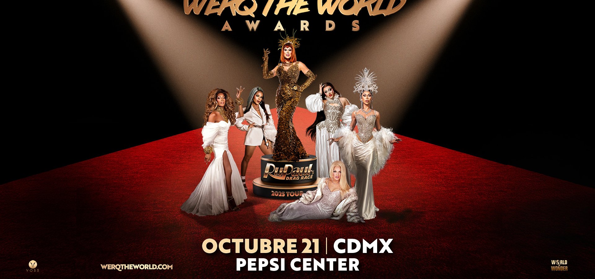 ¡La gira oficial de Rapaul's Drag Race "Werq the World" 2025 te llevará a un viaje glamuroso a través de los premios más icónicos!