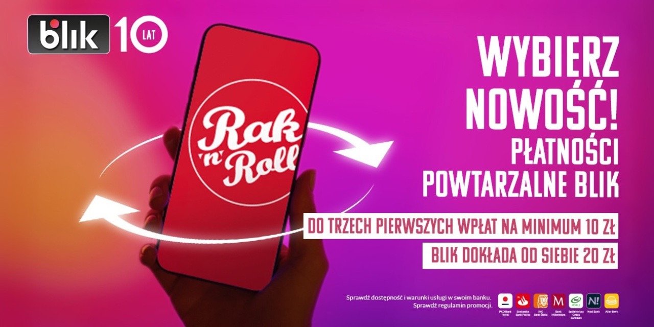 Wspieraj Rak’n’Roll za pomocą płatności powtarzalnych BLIKIEM – wspólna akcja fundraisingowa z technologiczną nowością