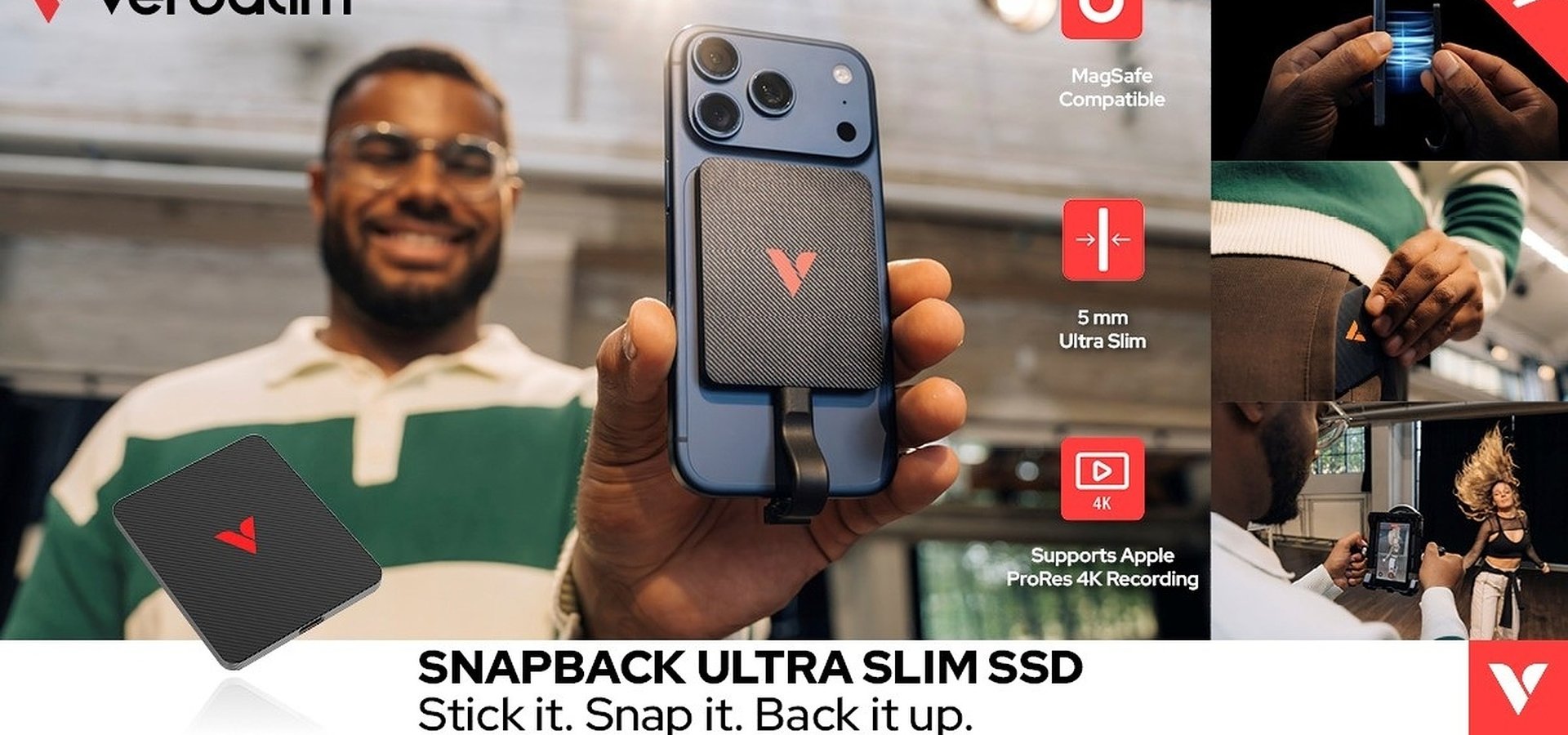Zaledwie 5 milimetrów technologii. Verbatim prezentuje smukły dysk SnapBack Ultra Slim SSD dla twórców mobilnych