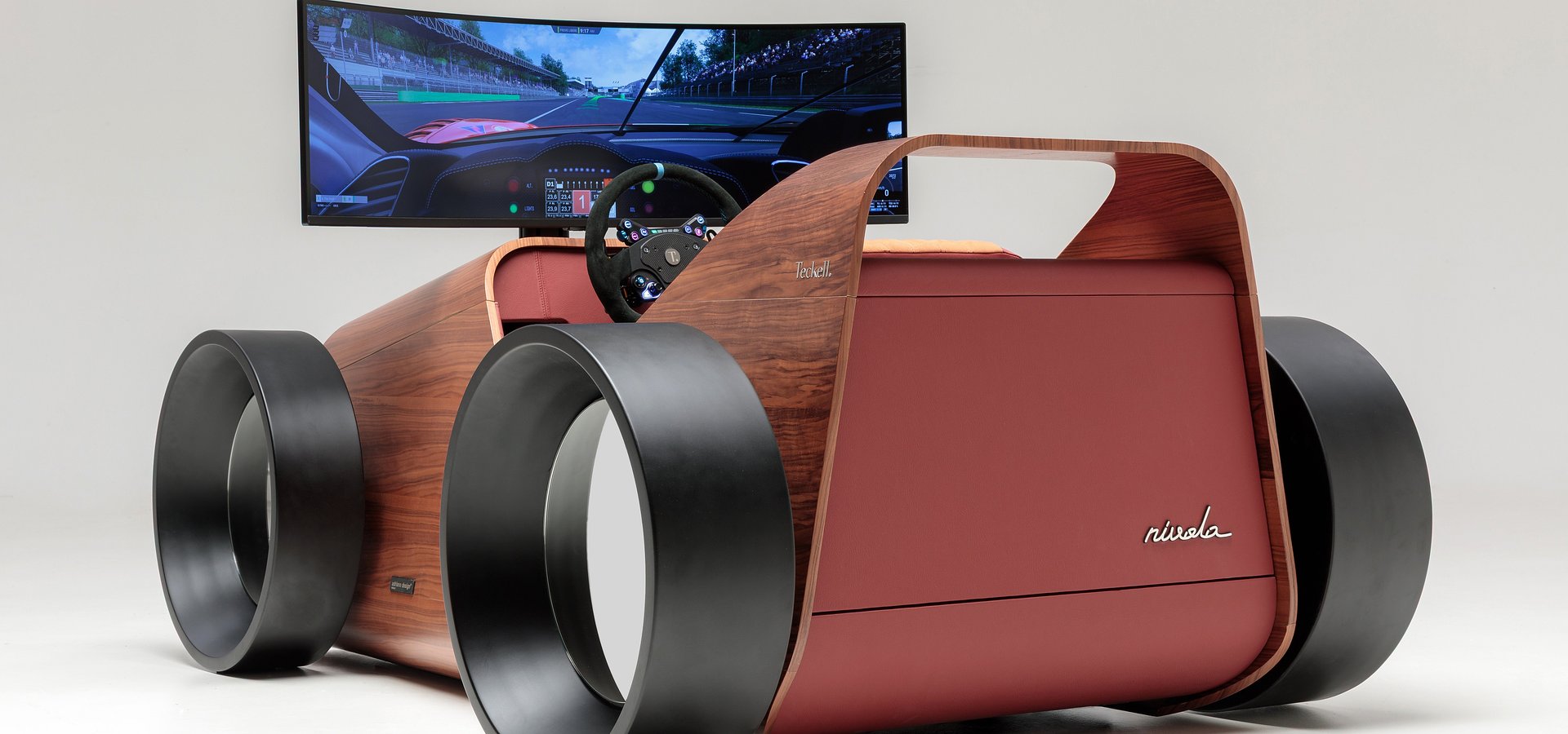 The art of driving, reimagined. A new icon of contemporary design by Teckell. Nivola, the professional simulator with collectible design, makes its market debut.