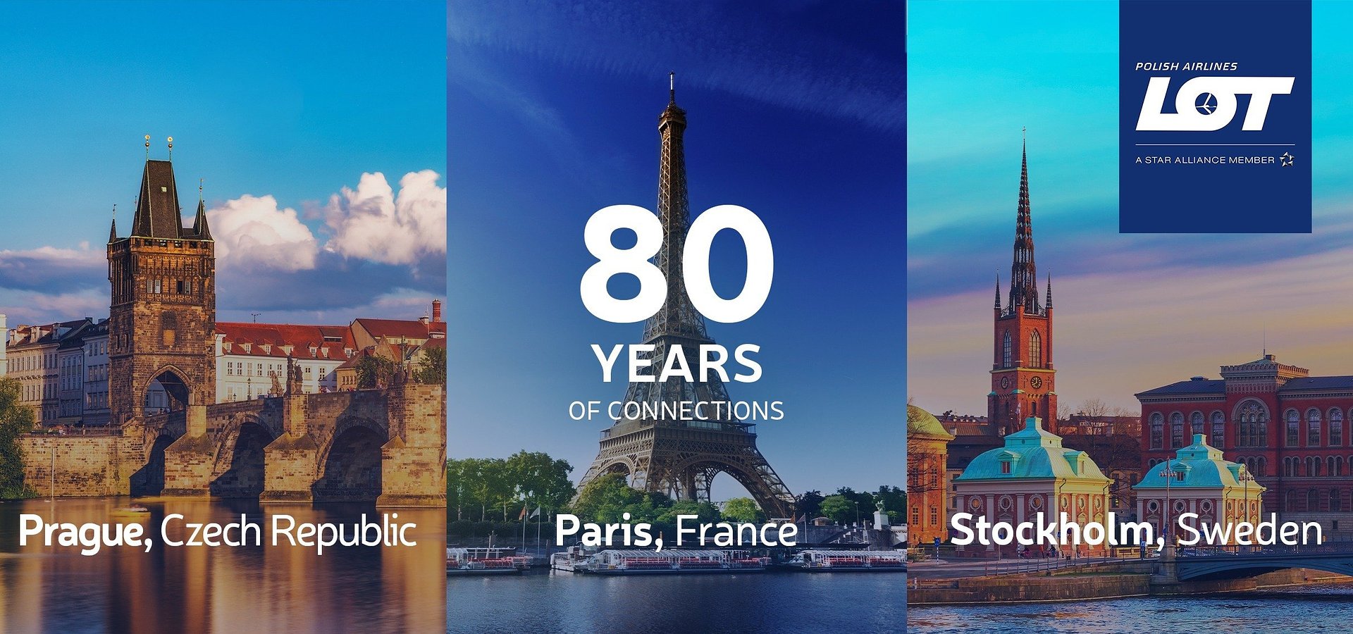 LOT Polish Airlines is celebrating an important anniversary – 80 years of direct flights connecting Warsaw with Paris, Stockholm and Prague