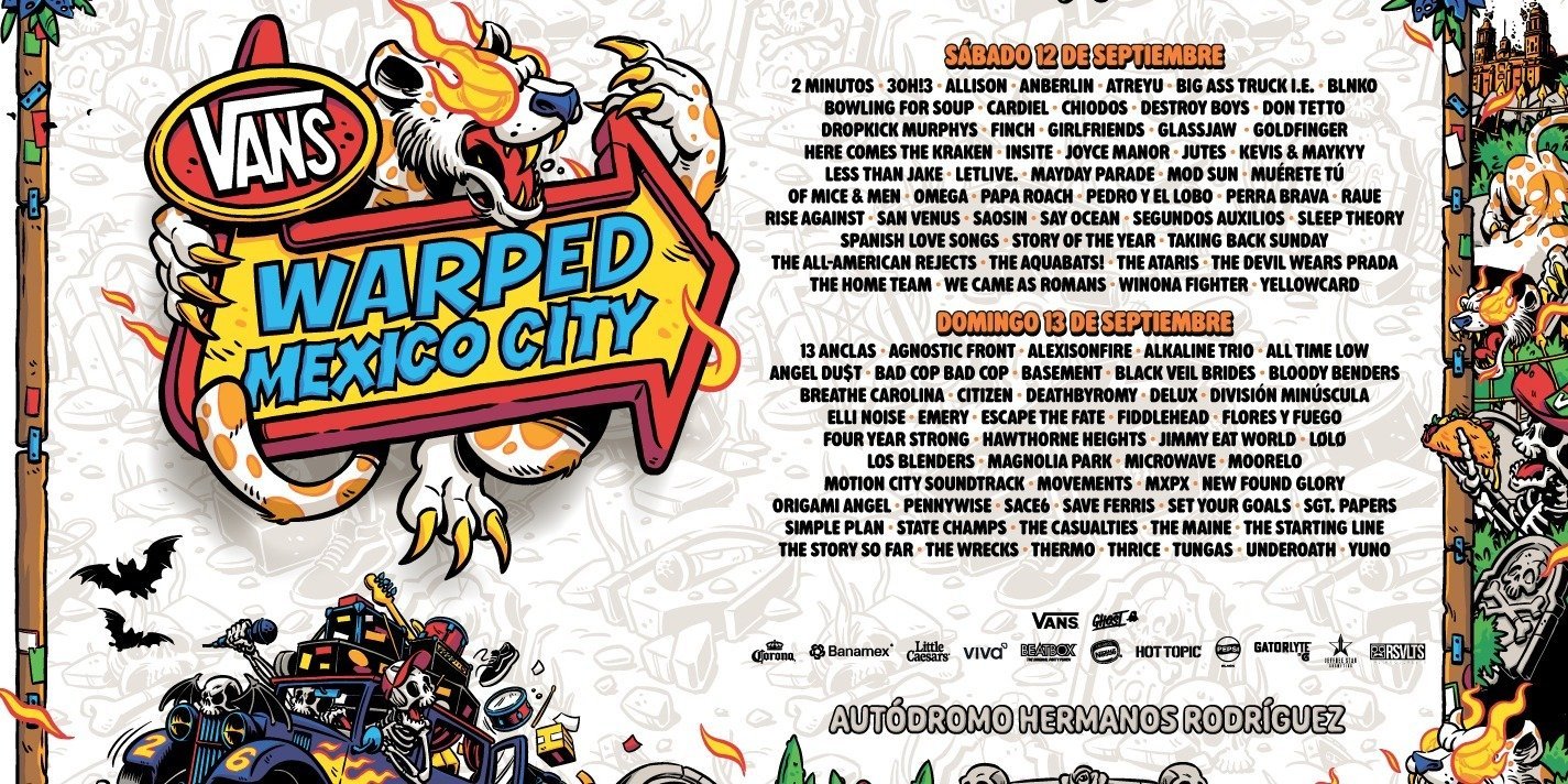 VANS Warped Tour México está a la vuelta de la esquina... ¡Y ya se anunciaron las bandas por día!