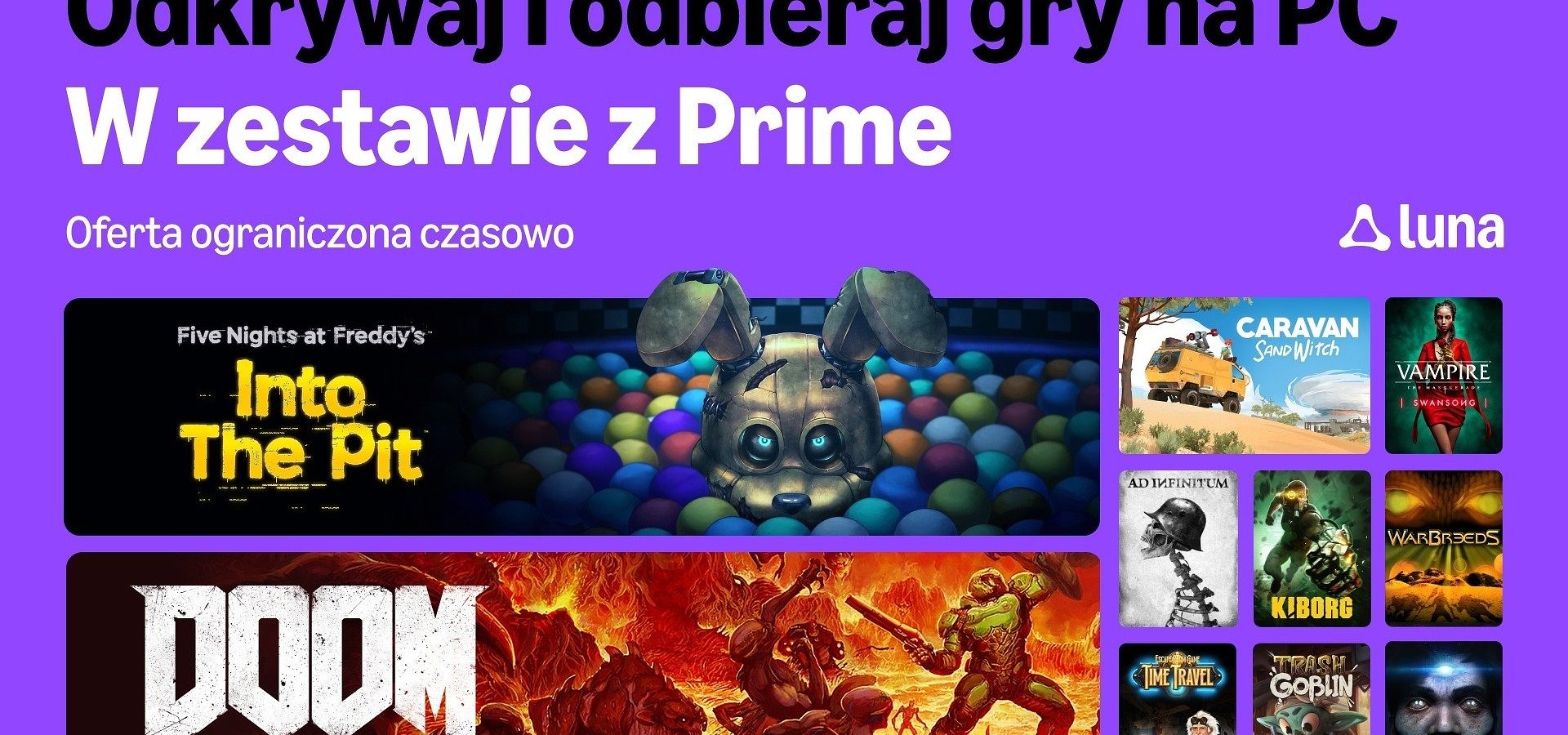 Nowości w Amazon Luna na październik: Sonic X Shadow Generations, DOOM i 10 gier PC do odebrania z Prime