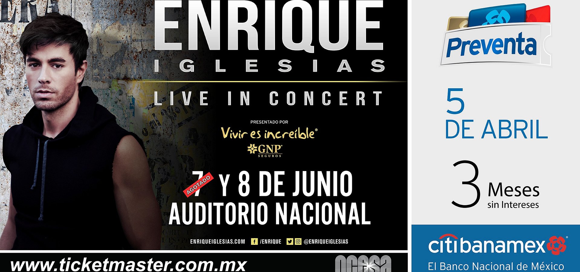 ENRIQUE IGLESIAS ANUNCIA NUEVO CONCIERTO EN LA CDMX