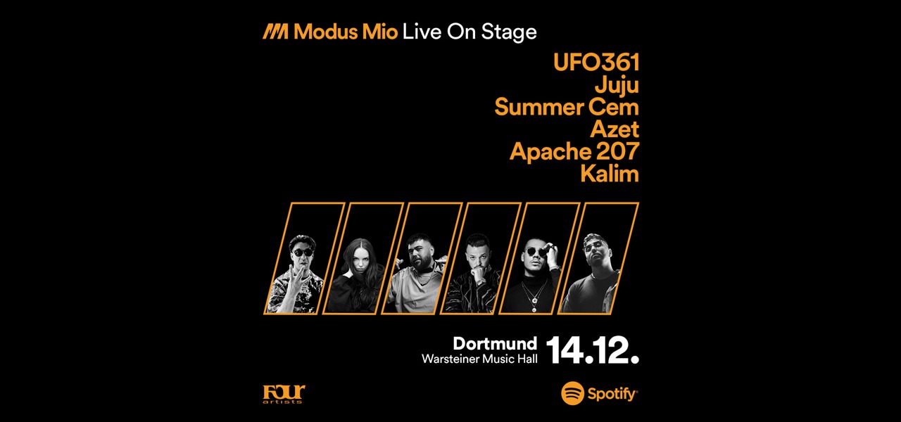 Modus Mio Live ist ausverkauft – Spotify bringt Ufo361, Juju, Summer Cem, Azet, Kalim und Apache 207 auf die Bühne