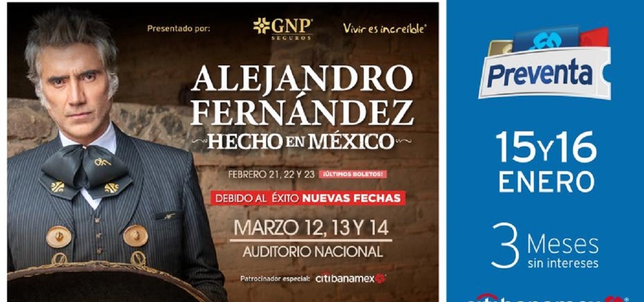 Alejandro Fernández anuncia tres nuevas fechas en el Auditorio Nacional