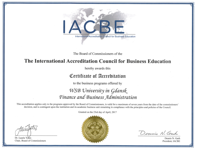 Międzynarodowa akredytacja IACBE dla WSB w Gdańsku 