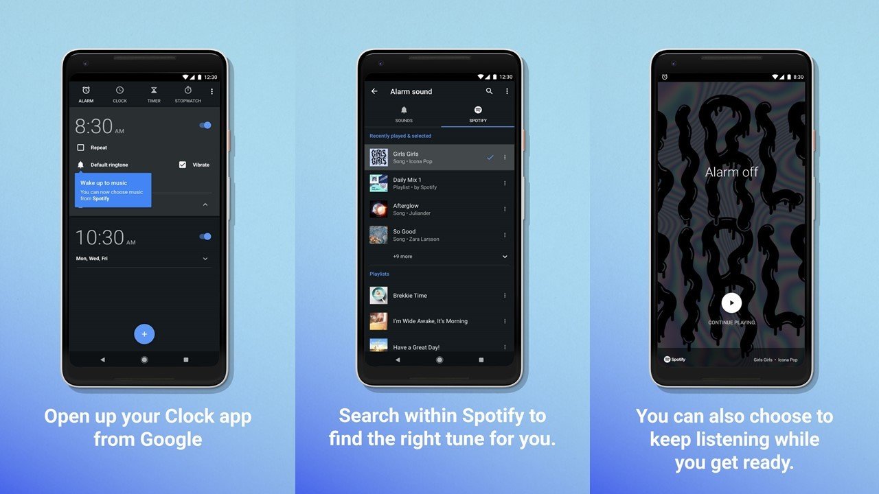 Zacznij nowy dzień z ulubioną muzyką dzięki Spotify i aplikacji Zegar od Google™