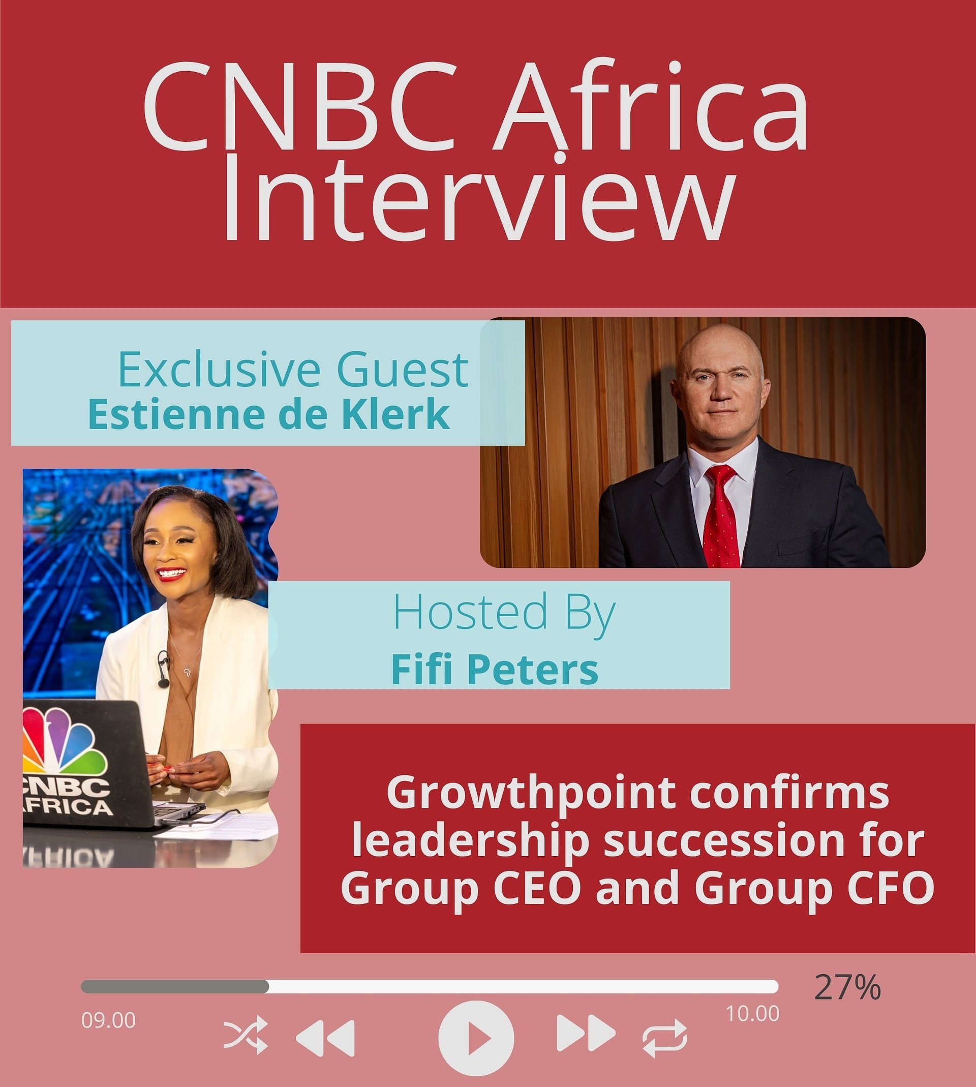 Fifi Peters senior anchor at CNBC Africa &nbsp;speaks &nbsp;with Growthpoint’s Next Group CEO Estienne de Klerk