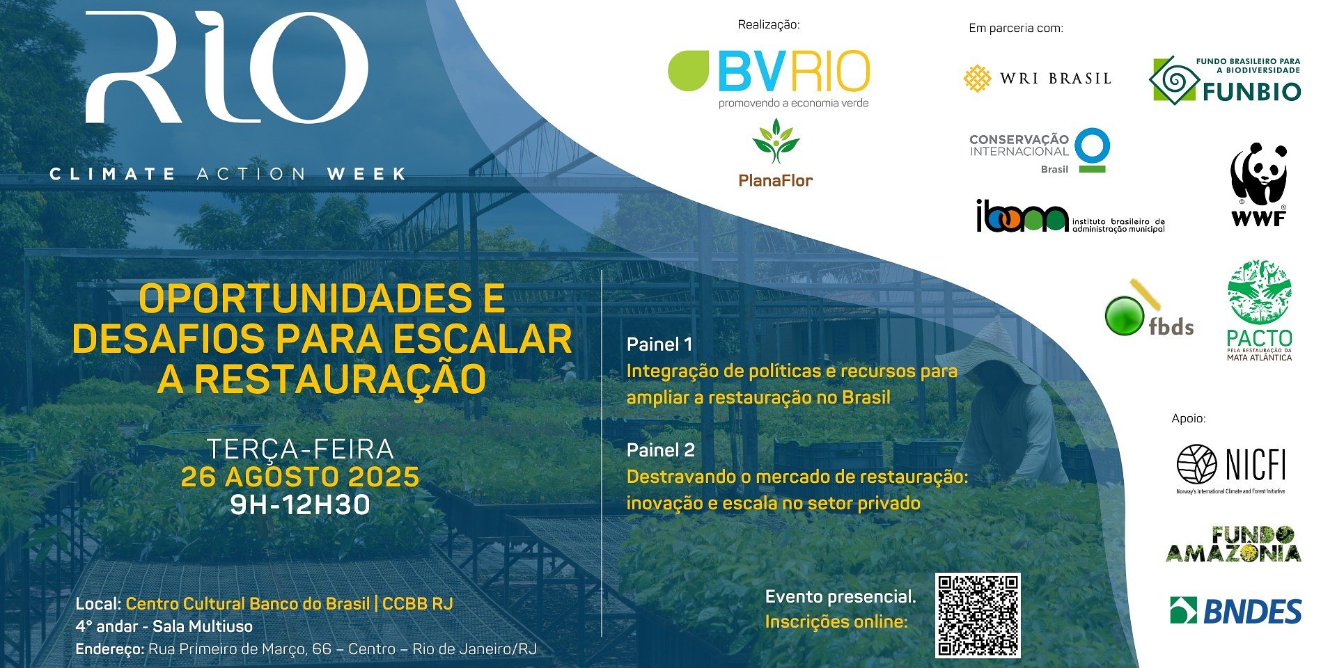 Restauração florestal em escala será tema de encontro multissetorial na RCAW