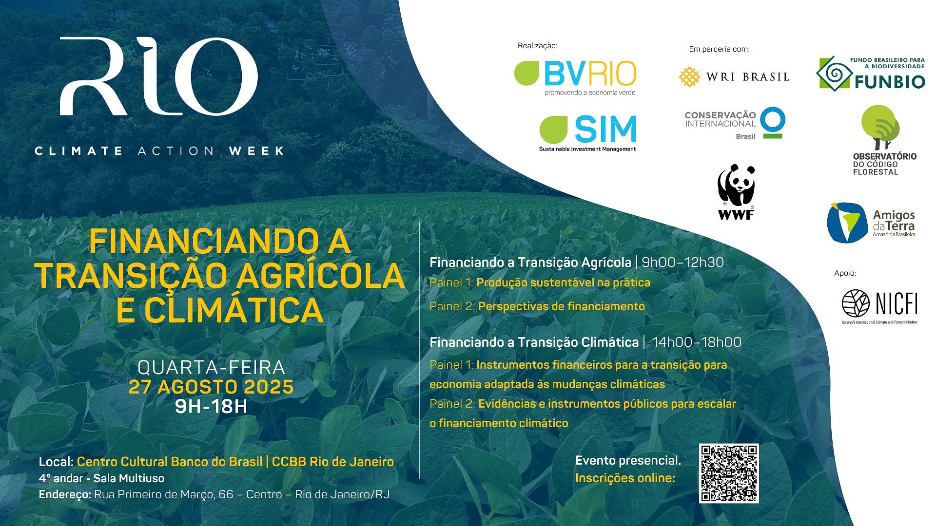 Evento da RCAW: Transição agrícola e climática em foco com ex-ministro Roberto Rodrigues, Ana Toni e bancos multilaterais