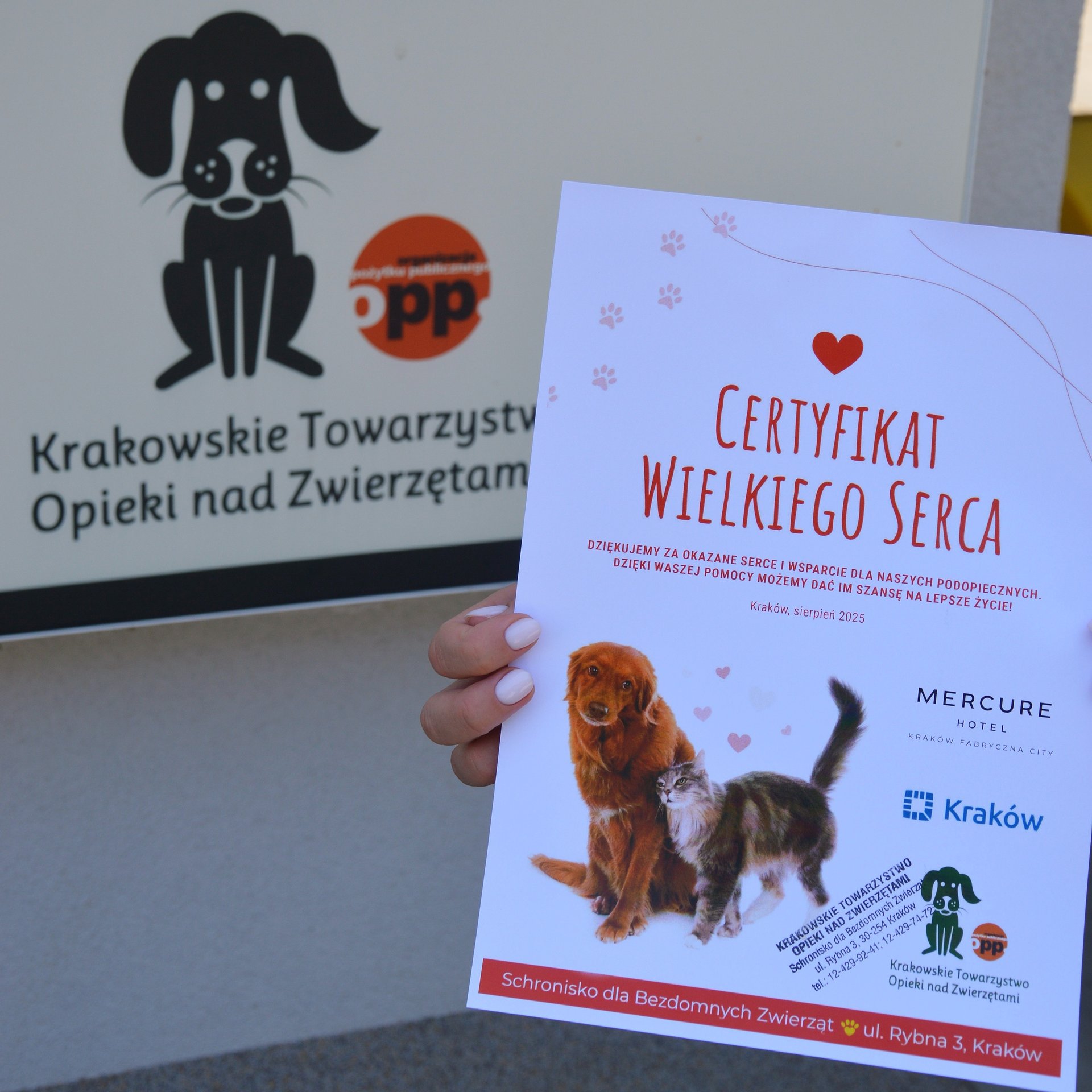 MERCURE KRAKOW FABRYCZNA CITY I FABRYCZNA 13 WSPIERAJA KRAKOWSKIE TOWARZYSTWO OPIEKI NAD ZWIĘRZETAMI