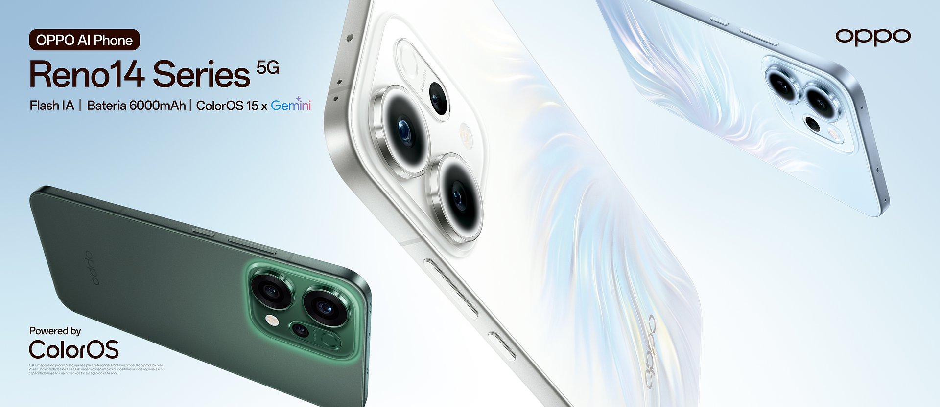 Brilhe em todos os momentos: OPPO apresenta nova série Reno14 com fotografia com Flash IA e design iridescente