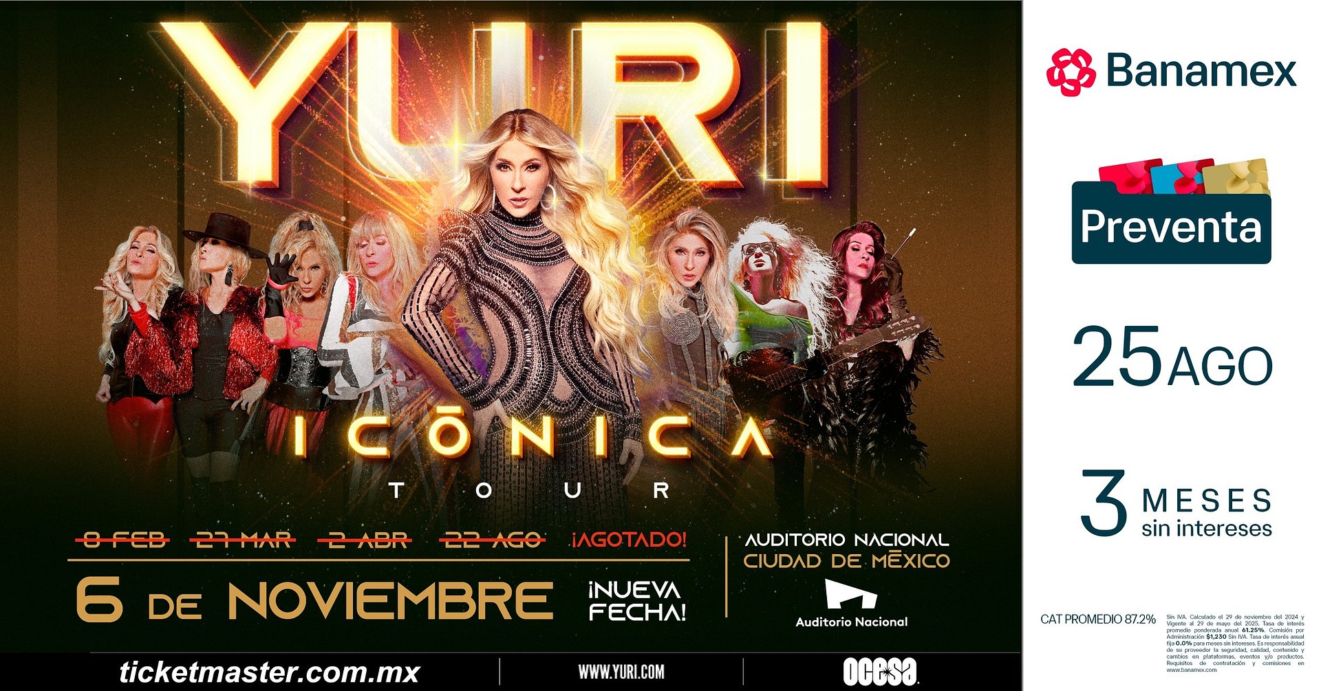 Icónica Tour arrasa en el Auditorio Nacional: Yuri agota 4 fechas y anuncia una quinta