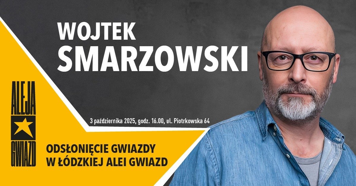 3 października o godz. 16.00 w Łódzkiej Alei Gwiazd przy ul. Piotrkowskiej 64 zostanie odsłonięta gwiazda Wojciecha Smarzowskiego, jednego z najważniejszych współczesnych polskich reżyserów.