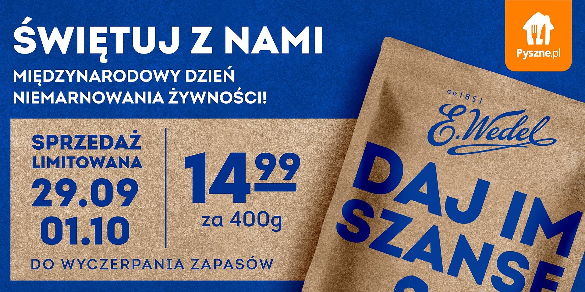 Niespodzianka dla mieszkańców stolicy od Pyszne.pl i E.Wedel. Zestawy „Daj im szansę” teraz z dostawą do domu
