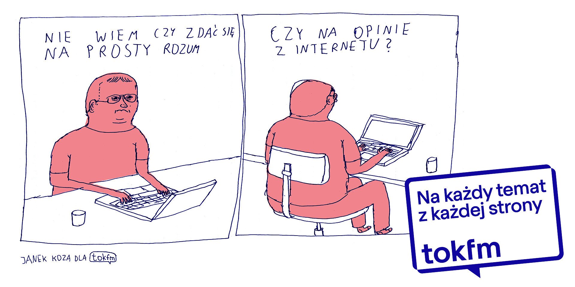 Kampania TOK FM z ilustracjami satyryka Janka Kozy
