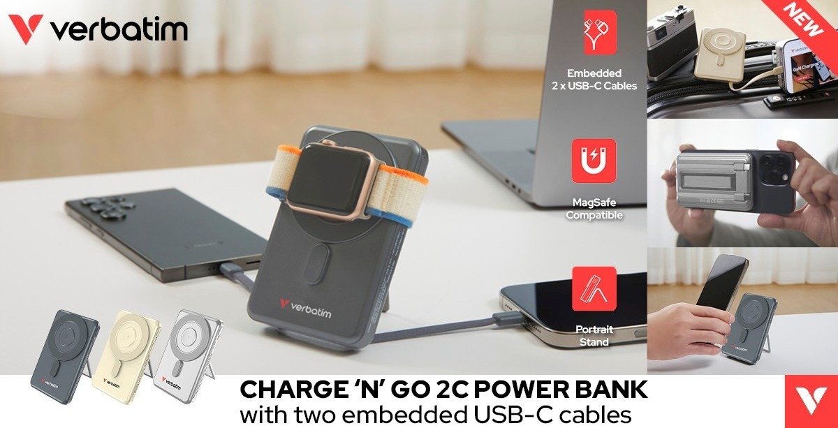Magnetyczna energia zawsze pod ręką – nowy Verbatim Charge 'n' Go 2C Power Bank 5000 mAh