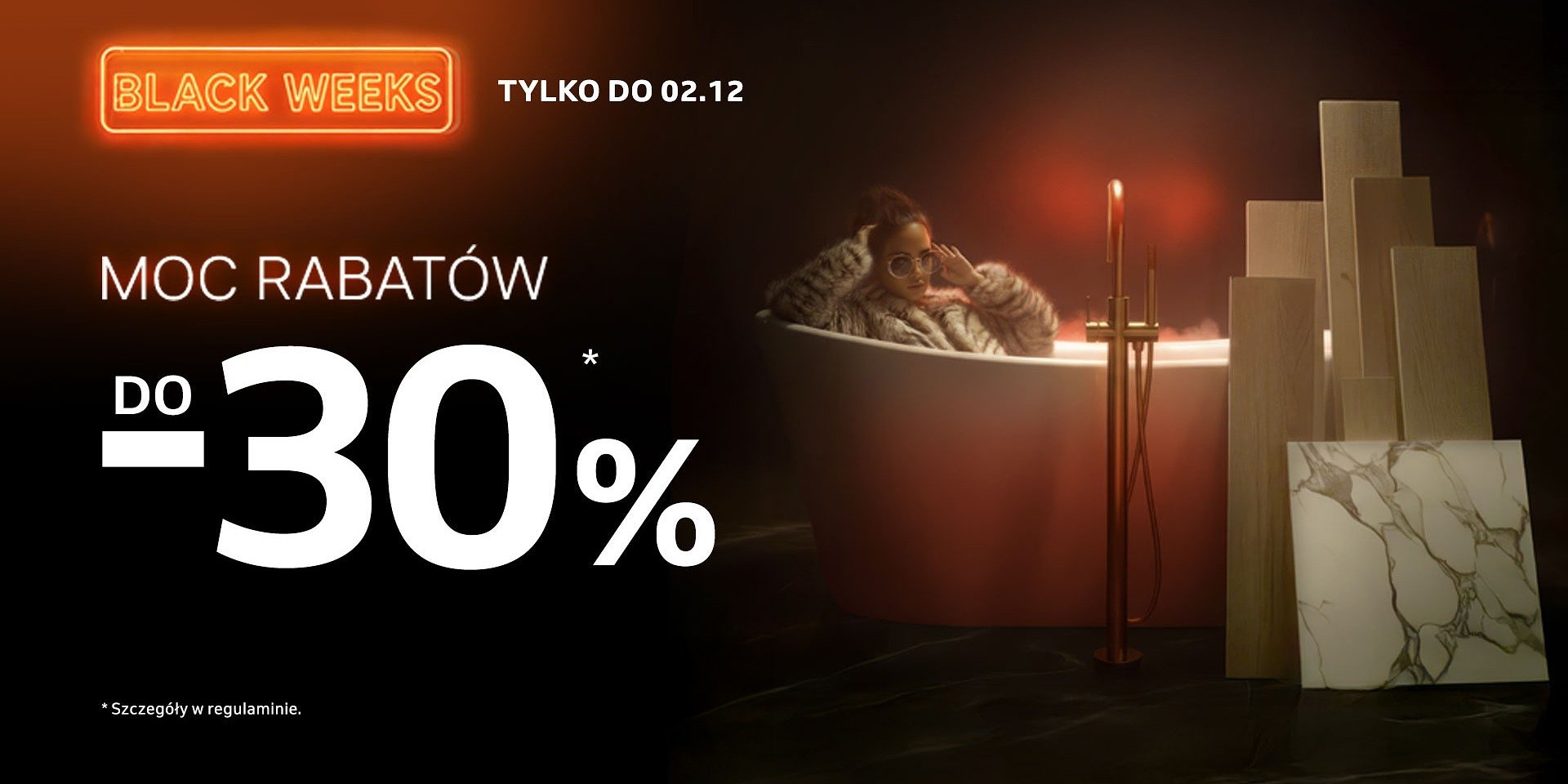 BLACK WEEKS w Komforcie. Rabaty do -30% na łazienki, podłogi, drzwi i kuchnie