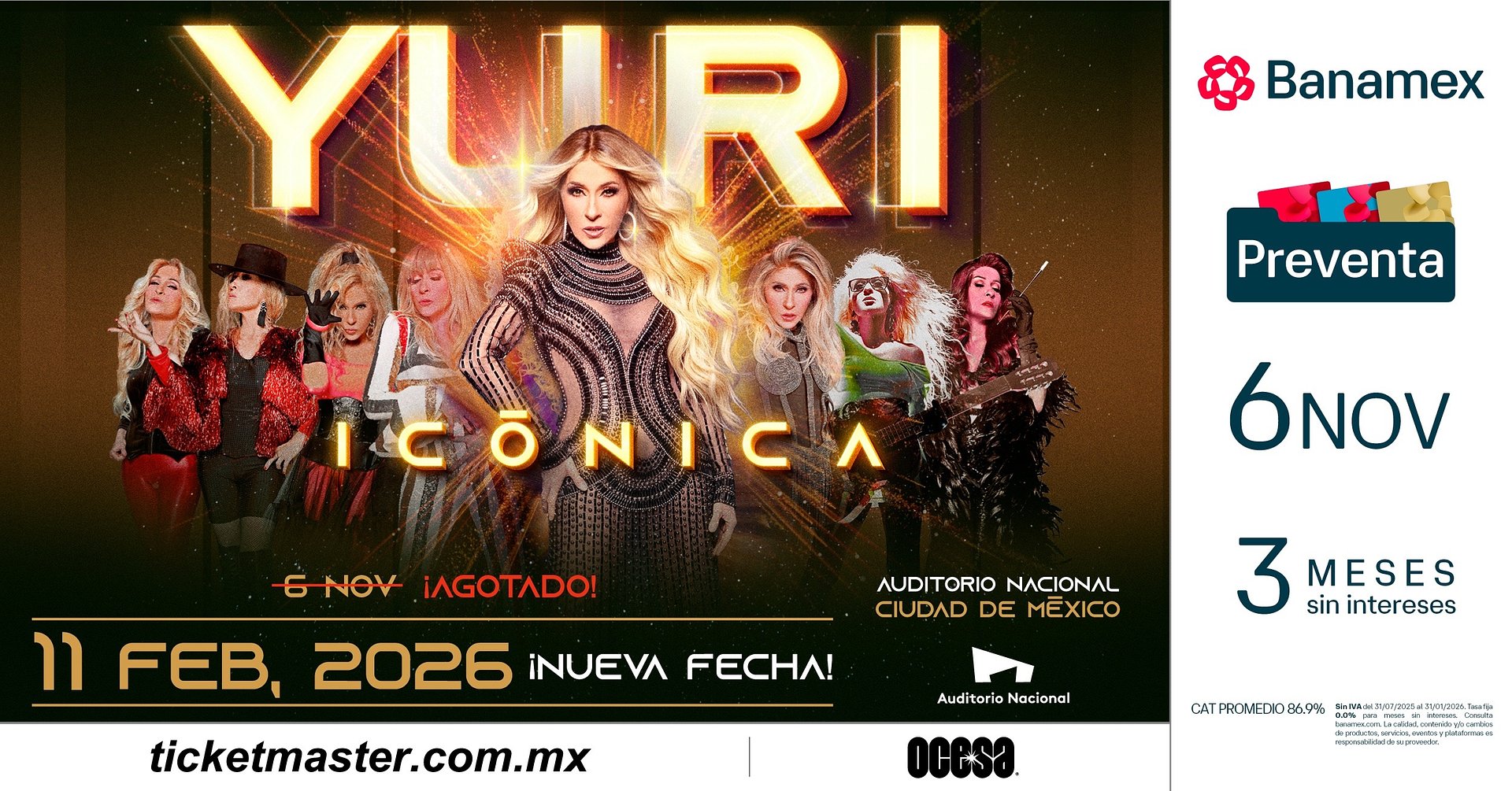 Icónica y legendaria, Yuri abre su sexta fecha en el Auditorio Nacional