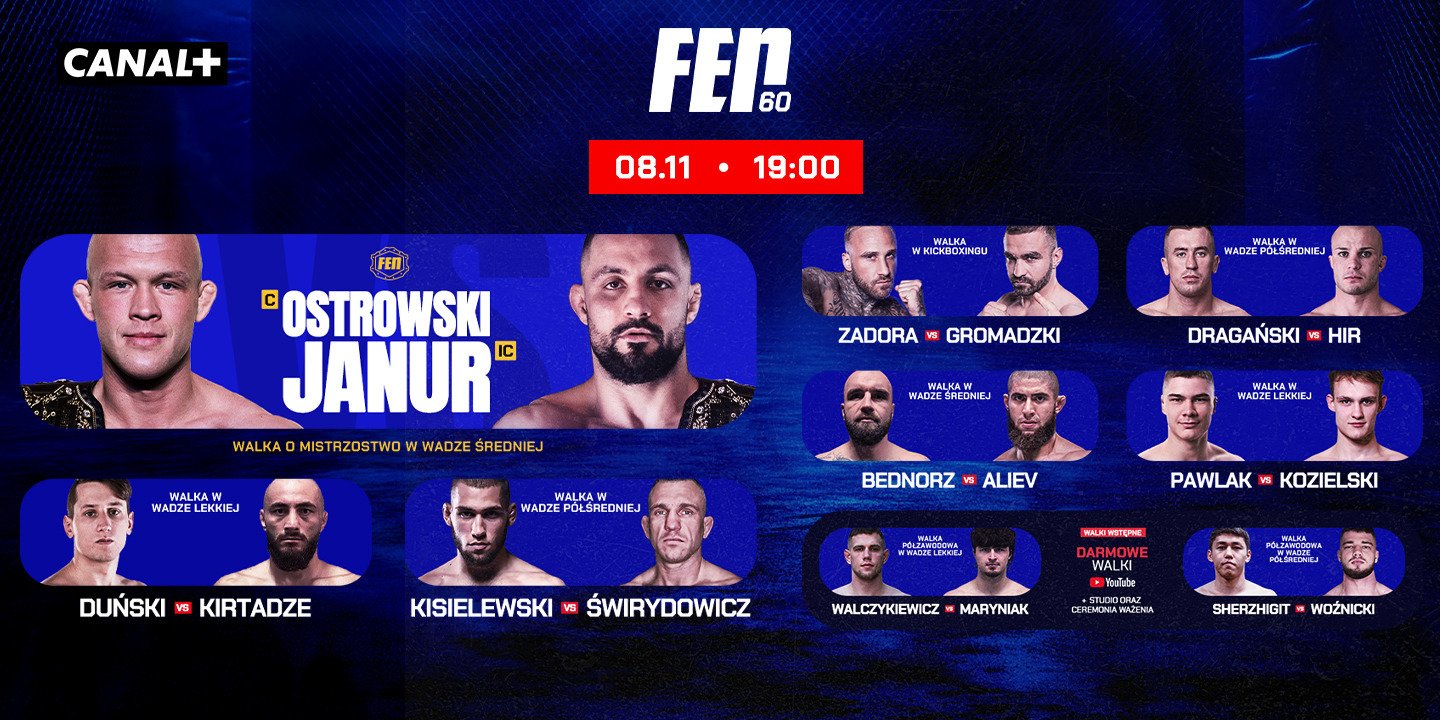 Już w sobotę FEN 60: Ostrowski vs Janur – nowa era MMA w CANAL+